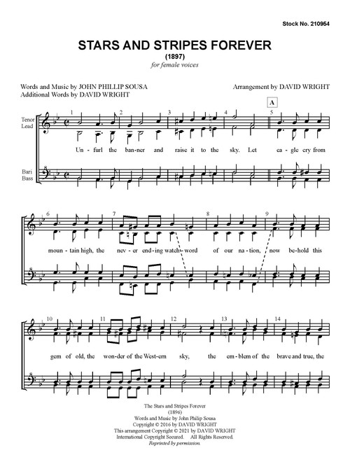 The Stars and Stripes Forever (SSAA) (arr. Wright)