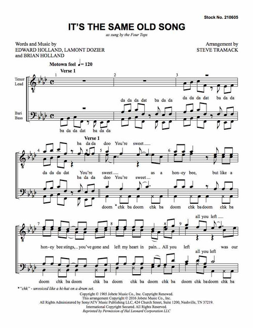 It's the Same Old Song (TTBB) (arr. Tramack) - Special Order