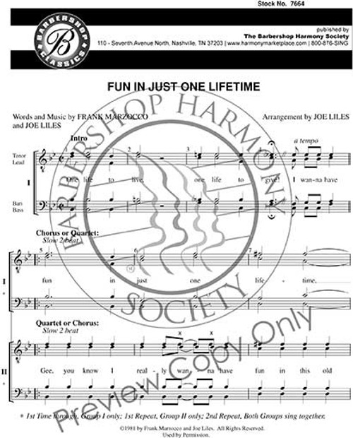Fun In Just One Lifetime (8-Part M/M) (arr. Liles) - Download