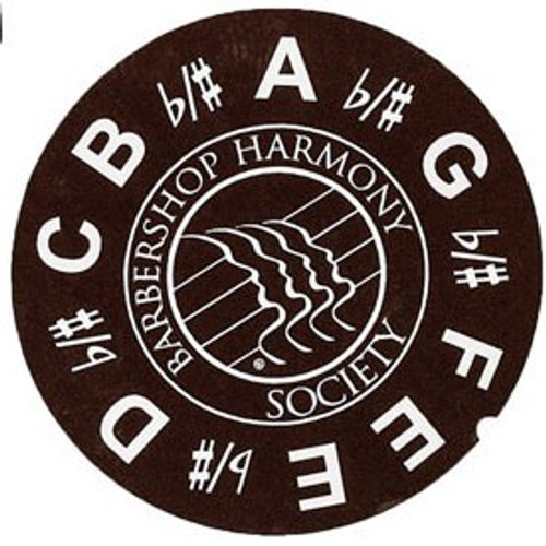The wait is over. Find your pitch easily without having to convert sharps to flats in your head.
Our new laminated Tombo sticker features sharps, flats, and the BHS logo in the very center of its heart. 
Letters are large enough to see on stage for a quick find for your starting pitch.
Sticker is notched to fit your Tombo perfectly.