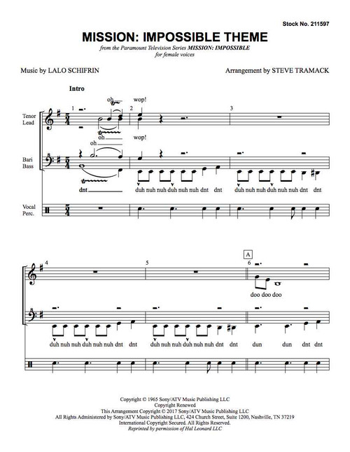 Mission: Impossible Theme (SSAA) (arr. Tramack)