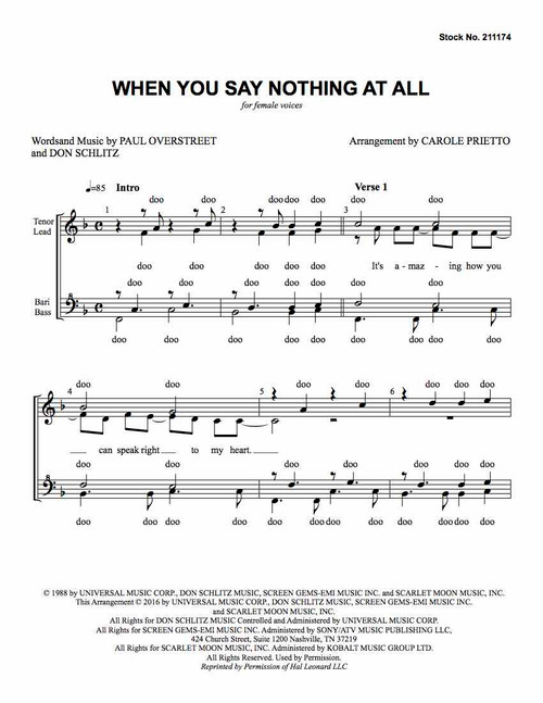 When You Say Nothing At All (SSAA) (arr. Prietto)