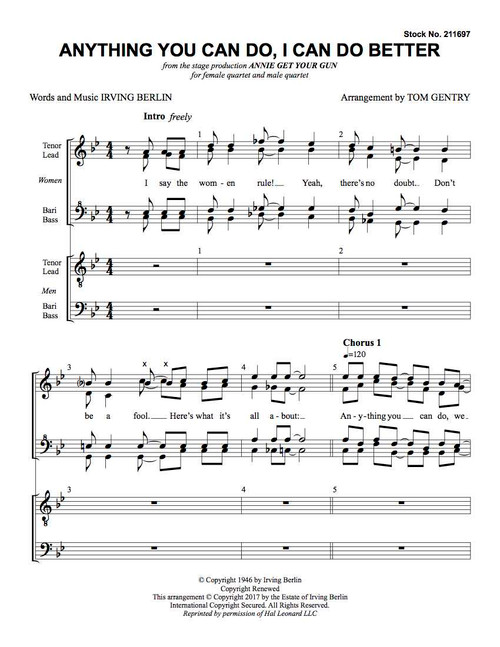 Anything You Can Do, I Can Do Better (8-Part M/W) (arr. Gentry)