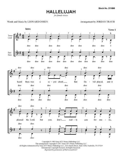 Hallelujah (SSAA) (arr. Travis) - SPECIAL ORDER