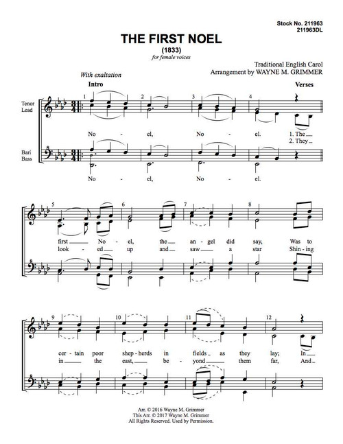 The First Noel (SSAA) (arr. Grimmer) - Barbershop Harmony Society