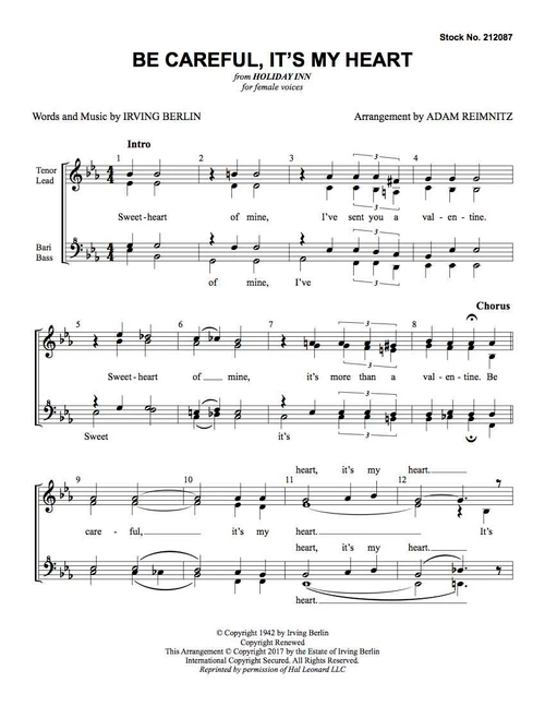 Be Careful, It's My Heart (SSAA) (arr. Reimnitz)