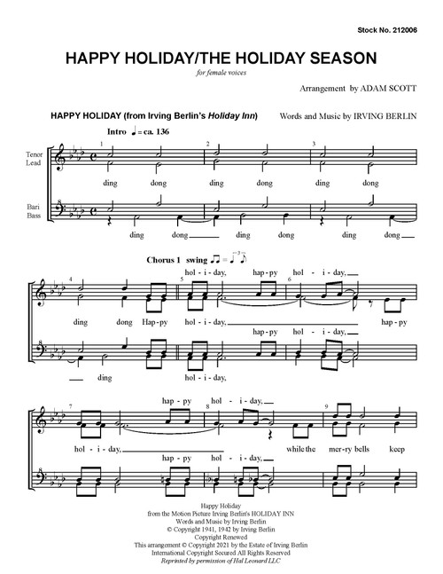 Happy Holiday/The Holiday Season (SSAA) (arr. Scott)