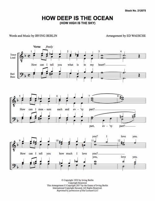 How Deep Is the Ocean (How High Is the Sky) (TTBB) (arr. Waesche)