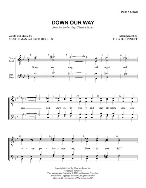 Down Our Way (TTBB) (arr. Connett)