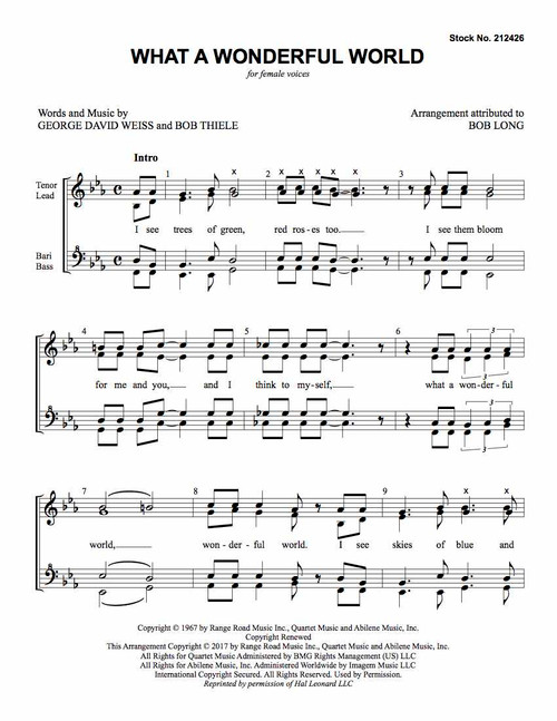 What a Wonderful World (SSAA) (arr. Long) - Download - Barbershop