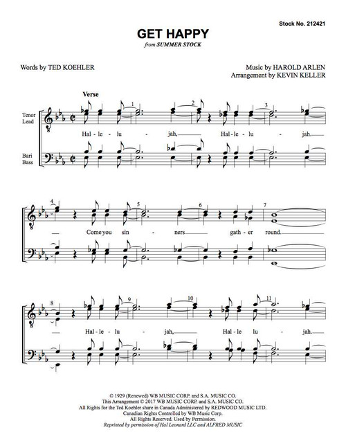 Get Happy (TTBB) (arr. Keller)-SPECIAL ORDER