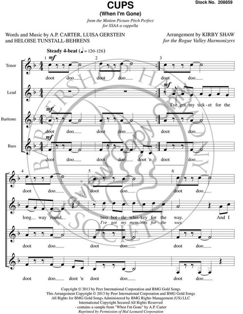 Cups (When I'm Gone) (SSAA) (arr. Shaw) - Download