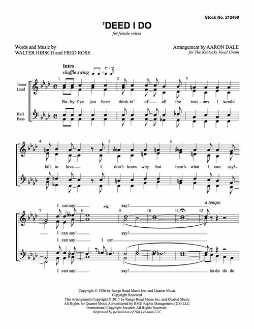 Deed I Do (SSAA) (arr. Dale) - Download