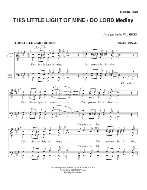 This Little Light of Mine/Do Lord Medley (TTBB) (arr. Hicks) - Download