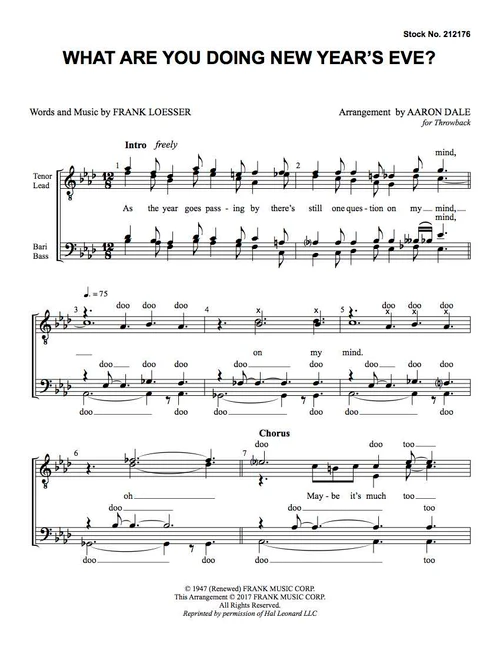 What are You Doing New Year's Eve? (TTBB) (arr. Dale) - SPECIAL ORDER