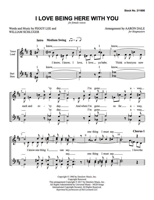 I Love Being Here with You (SSAA) (arr. Dale) - Download