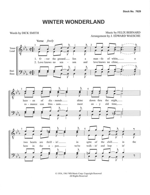 Winter Wonderland (TTBB) (arr. Waesche) - Download