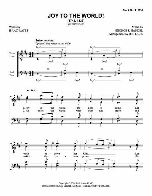 Joy to the World (TTBB) (arr. Liles)