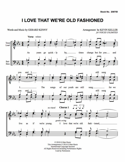 I Love That We're Old Fashioned (TTBB) (arr. Keller)-Download-UNPUB