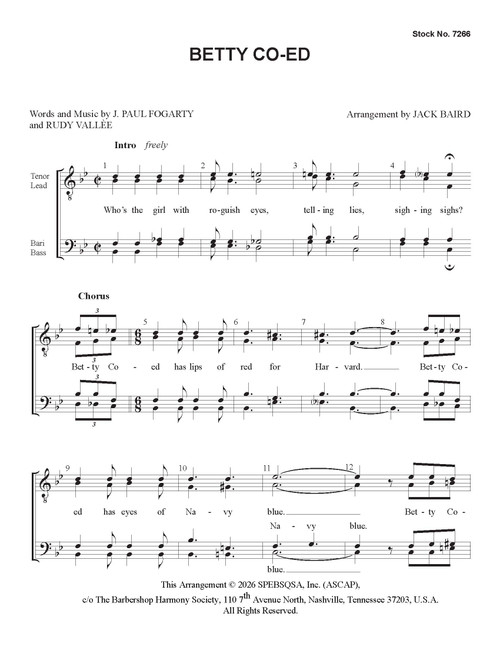 Betty Co-Ed (TTBB) (arr. Baird) 