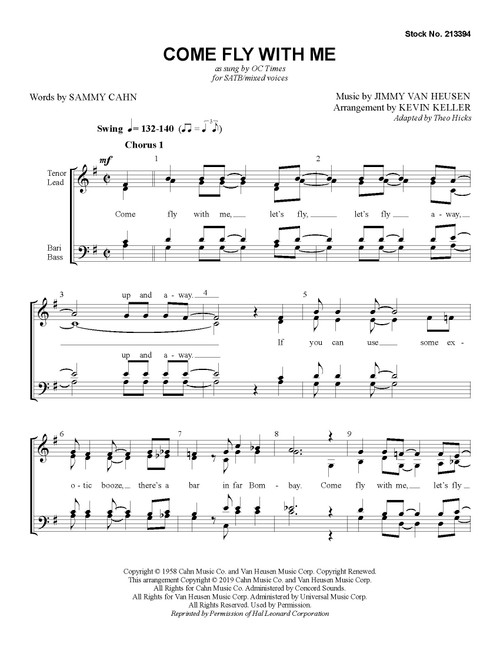 Come Fly With Me (SATB) (arr. Keller) - Download