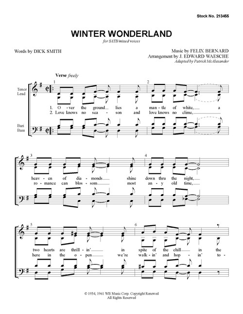Winter Wonderland (SATB) (arr. Waesche) - Download