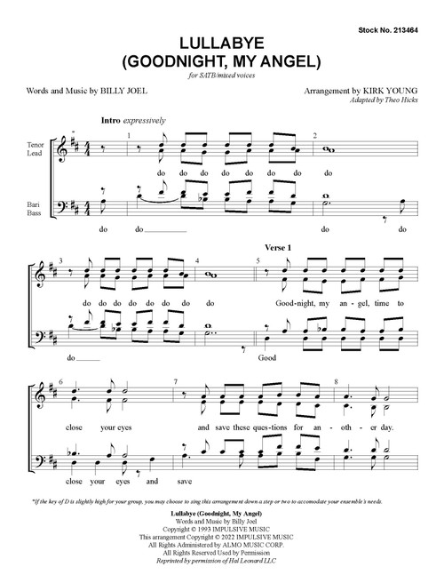 Lullabye (Goodnight, My Angel) (SATB) (arr. Young)