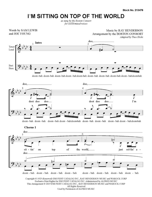 I'm Sitting On Top of the World (SATB) (arr. The Boston Consort)