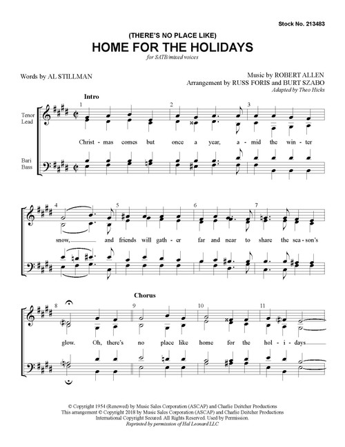 (There's No Place Like) Home for the Holidays (SATB) (arr. Foris & Szabo)