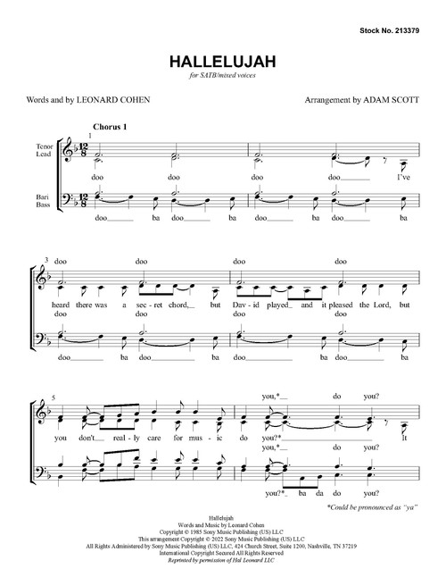 Hallelujah (SATB) (Cohen) (arr. Scott)