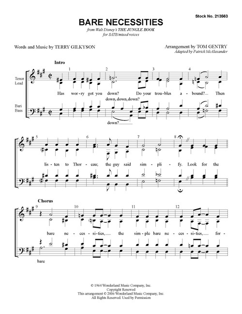 Bare Necessities (SATB) (arr. Gentry) - Download