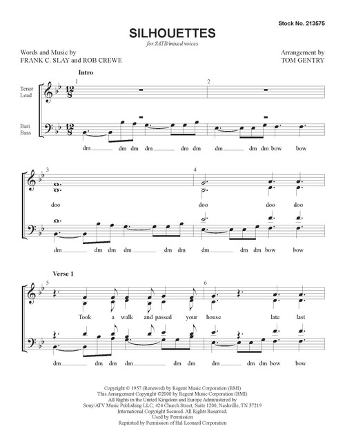 Silhouettes (SATB) (arr. Gentry) - Download