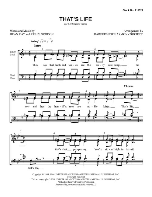 That's Life (SATB) (arr. BHS)