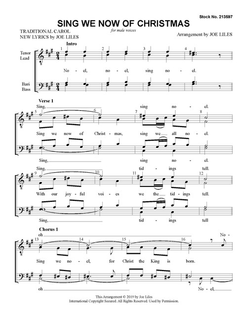 Sing We Now of Christmas (TTBB) (arr. Liles)