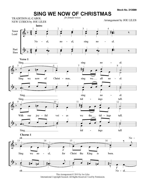 Sing We Now of Christmas (SSAA) (arr. Liles)