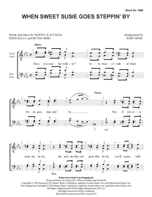 When Sweet Susie Goes Steppin' By (TTBB) (arr. Hohl)