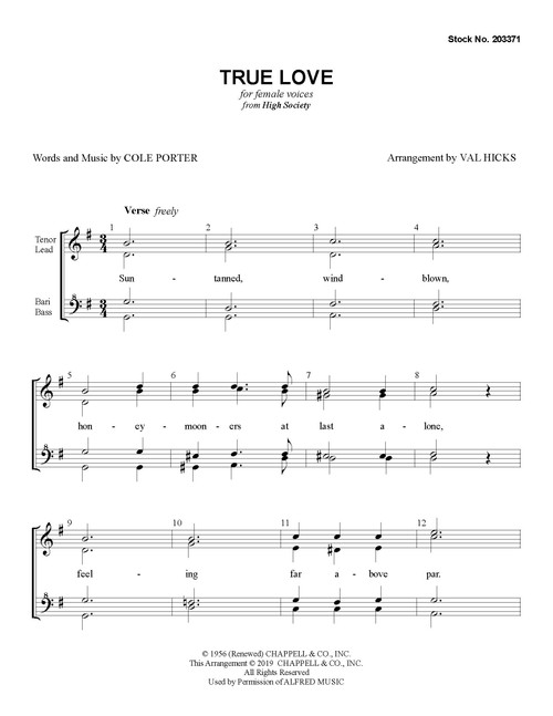 True Love (from "High Society") (SSAA) (arr. Hicks) - Download