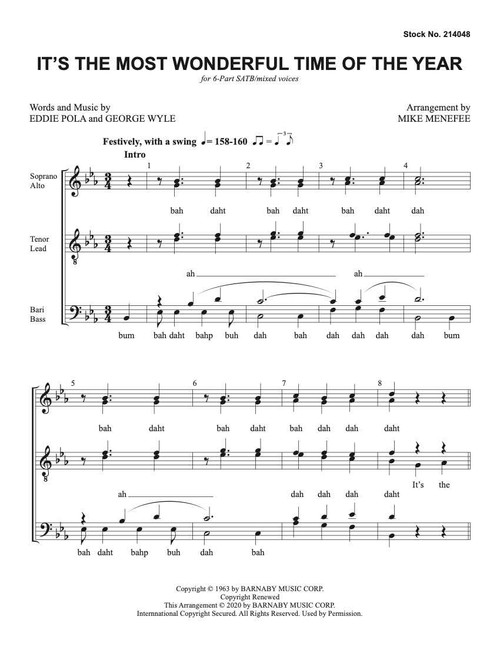 It's the Most Wonderful Time of the Year (6 Part - SATTBB) (arr. Menefee)