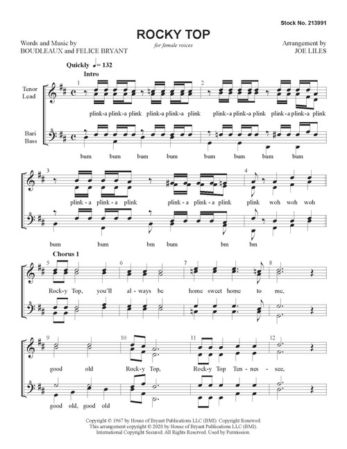 Rocky Top (SSAA) (arr. Liles)
