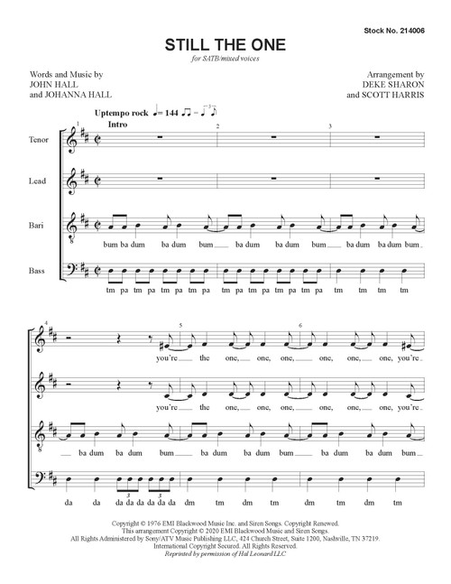 Still the One (SATB) (arr. Sharon & Harris)