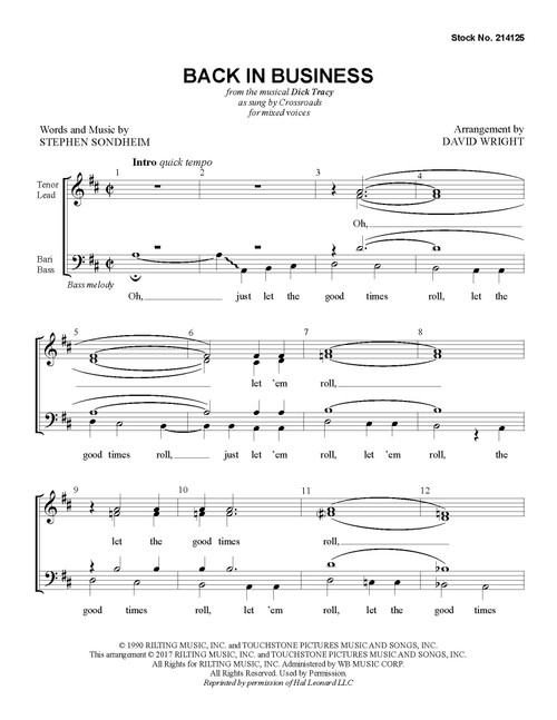 Back In Business (SATB) (arr. Wright) - Download