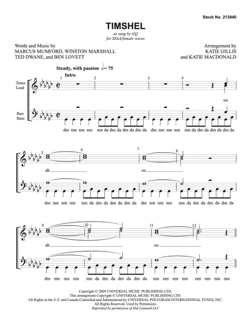 Timshel (SSAA) (arr. Gillis & Macdonald) - Download