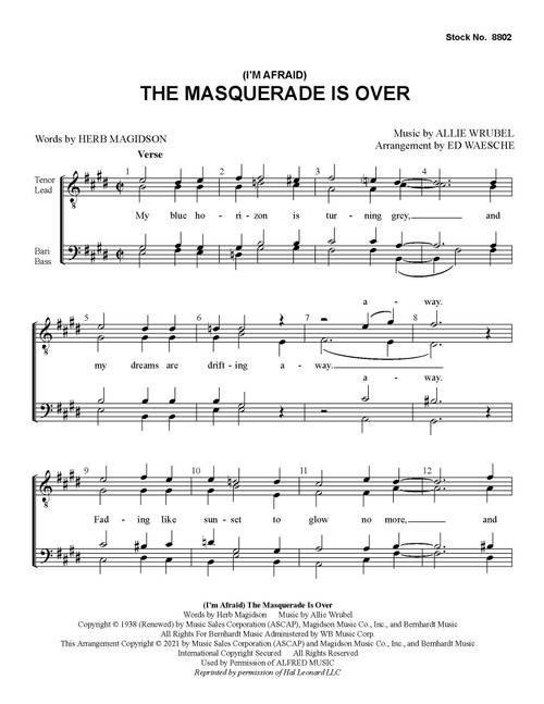 (I'm Afraid) The Masquerade Is Over (TTBB) (arr. Waesche) - Download