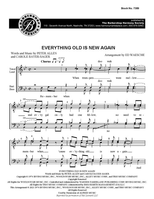 Everything Old Is New Again (TTBB) (arr. Waesche) - Download
