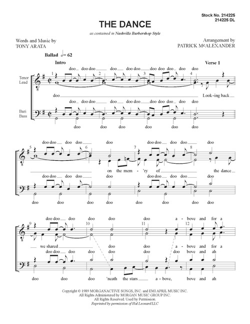 The Dance (TTBB) - arr. Patrick McAlexander