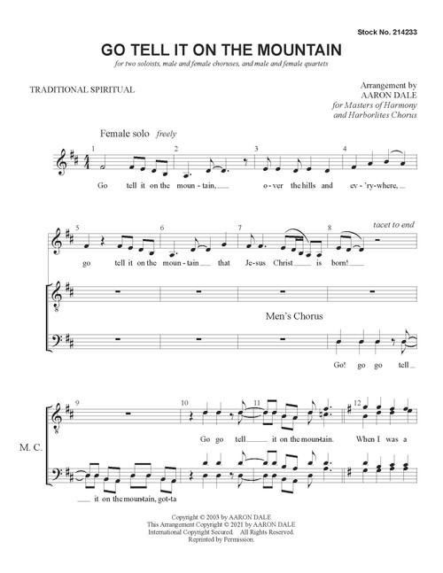 Go Tell It On the Mountain (SATB + Soloists) - arr. Aaron Dale - Download