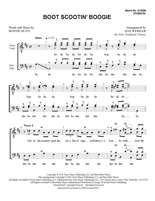 Boot Scootin' Boogie (TTBB) - arr. Dan Wessler - Download