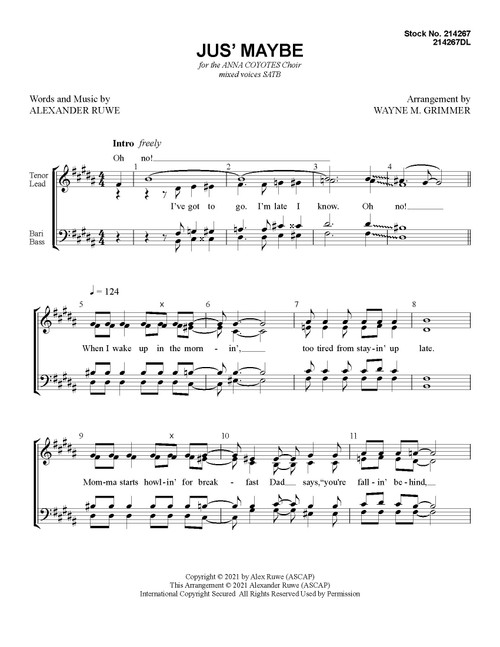 Jus' Maybe (SATB) (arr. Grimmer)