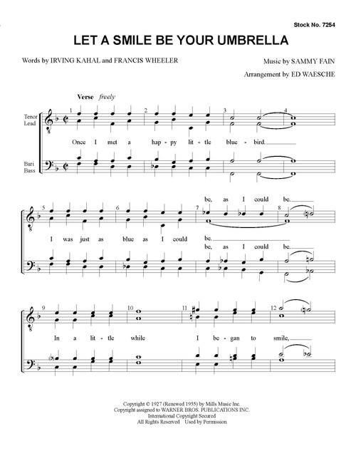 Let a Smile Be Your Umbrella (TTBB) (arr. Waesche) - Download