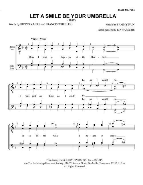 Let a Smile Be Your Umbrella (TTBB) (arr. Waesche) - Download